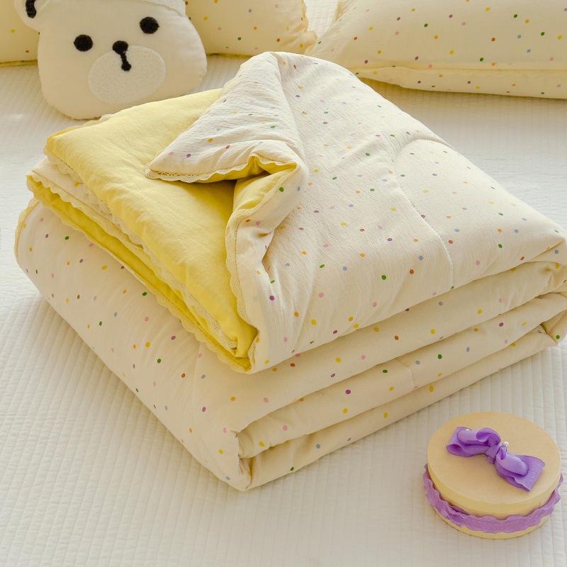 New Sweet Printed Air-Condition Blanket Soft Skin-Friendly Quilted Quilt Breathable Cooling Summer Comforter Queen King Beds