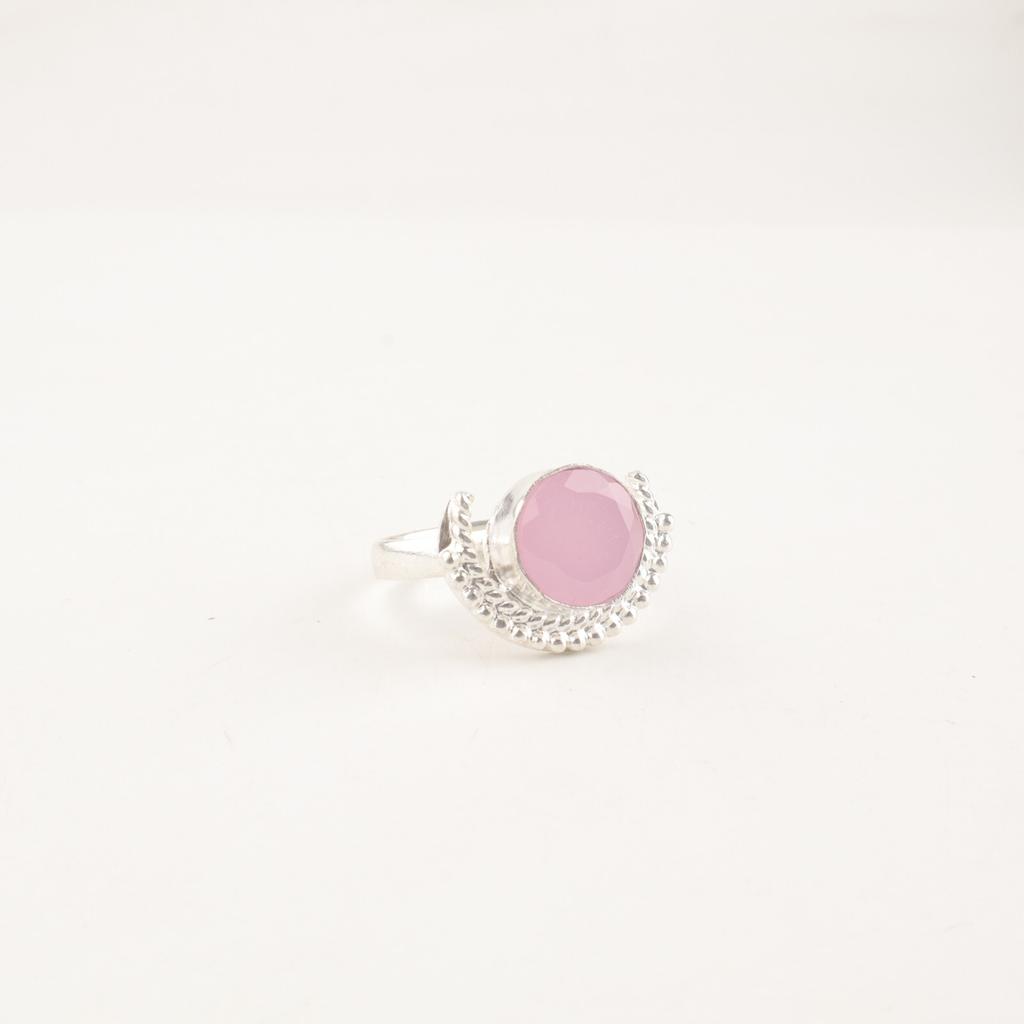 Rose Chalcedony Gemstone 925 Sterling Silver Handmade Gift Jewelry Women Ring RR-48-18