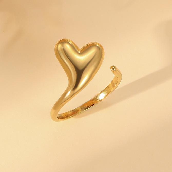 Inel deschis contemporan european și american din oțel inoxidabil placat cu aur de 18k pentru femei - Bijuterii versatile, elegante cu personalitate