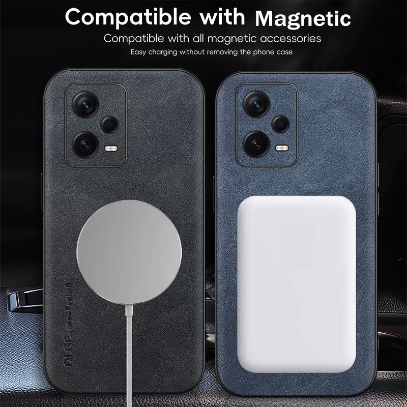 Leather Magnetic Phone Case For Xiaomi Redmi Note 13 Pro 5G Sheepskin Matte Back Cover Redmi Note 12 Pro Plus K70E Turbo 3 Cases