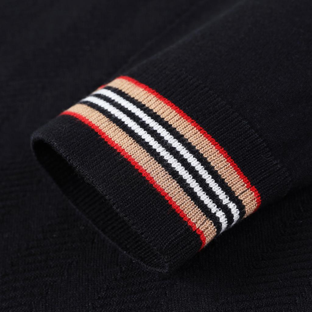 [Including Mulberry Silk&Sheep Wool] Twill Jacquard Autumn/Winter Thin Sweater T-shirt Men's Knitted Base Sweater