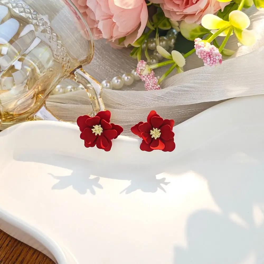 Korean Style Colorful Petal Dangle Earrings Fragments Flowers Women Elegant Stud Earrings Fashion Jewelry Girl Gift