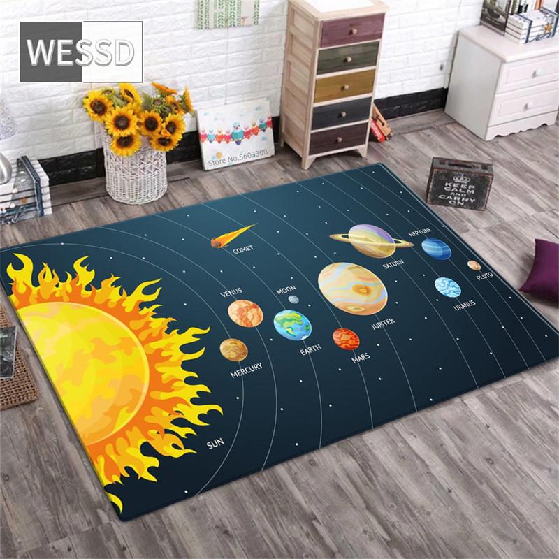

3D ковер с солнечной системой для гостиной, ковер с космической планетой для мальчика, спальни, противоскользящий коврик для ванной, домашнего декора, напольный коврик 80x120cm 1pcs