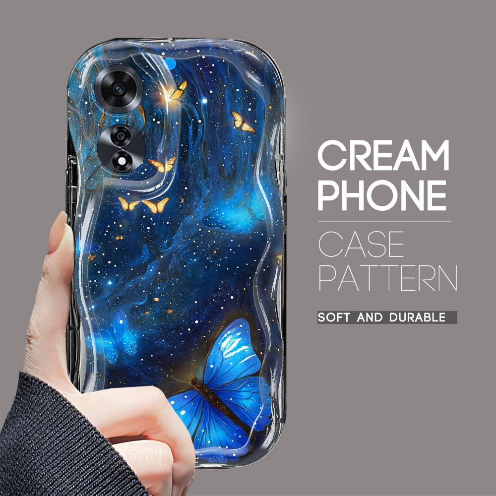 For OPPO A17 A18 A38 A58 A98 Reno7 Z 8Z 8T 11F 11 Pro Realme 12 Lite 12 Pro C30 Full Camera Protect Cartoon Butterfly Pattern Soft Shockproof Case