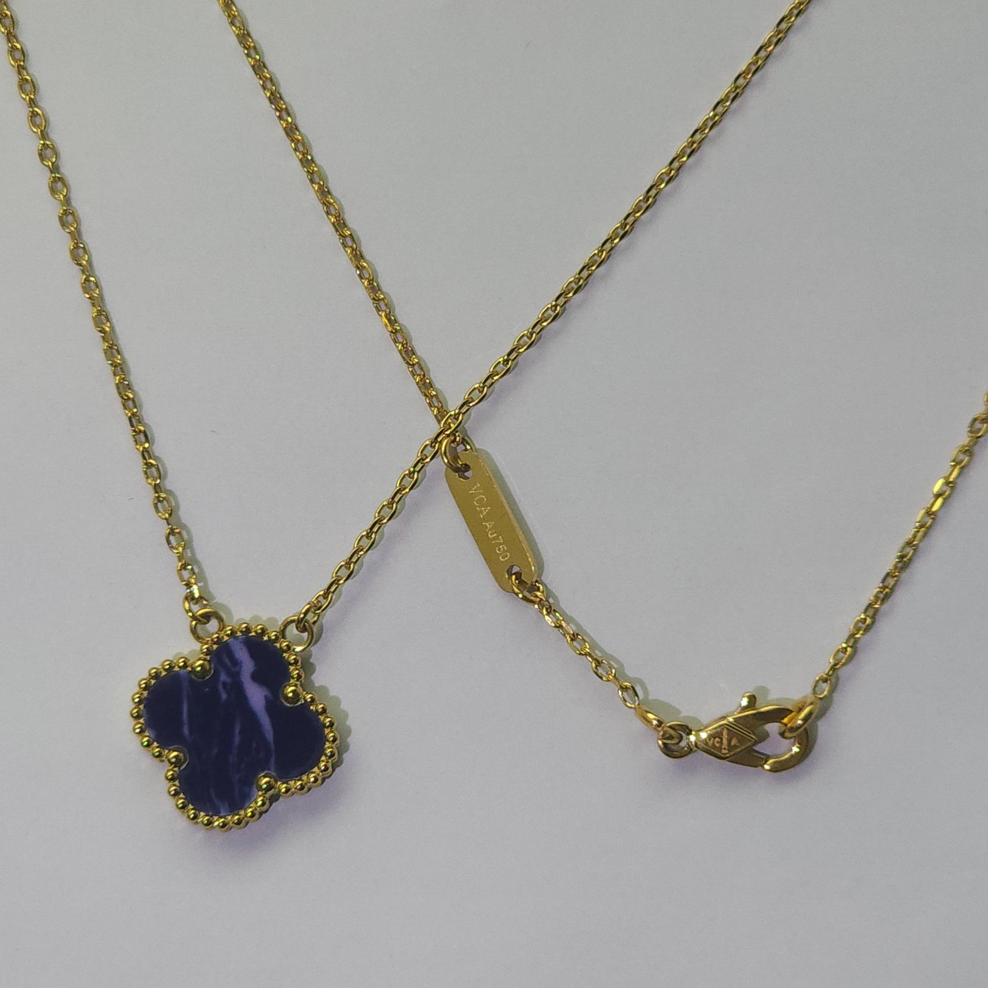 

Титанова сталь Версія преміум Чотирилисник Кольє Жіноче Натуральне Перламутрове Кольє Кольє на ключицю Жіночі Легка розкіш Високоякісні Ювелірні вироби