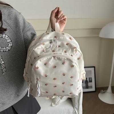 New Backpack, Flower Print Casual Backpack, Fresh, Cute and Sweet, Light Bag for Students To Go Out In Class
