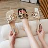 Καλοκαιρινά Γυναικεία Παπούτσια Μοντέρνα Παντόφλα Μεγάλη Μεταλλική Αλυσίδα Δερμάτινα Casual Γόβες Κοριτσίστικες Τακούνια Slides