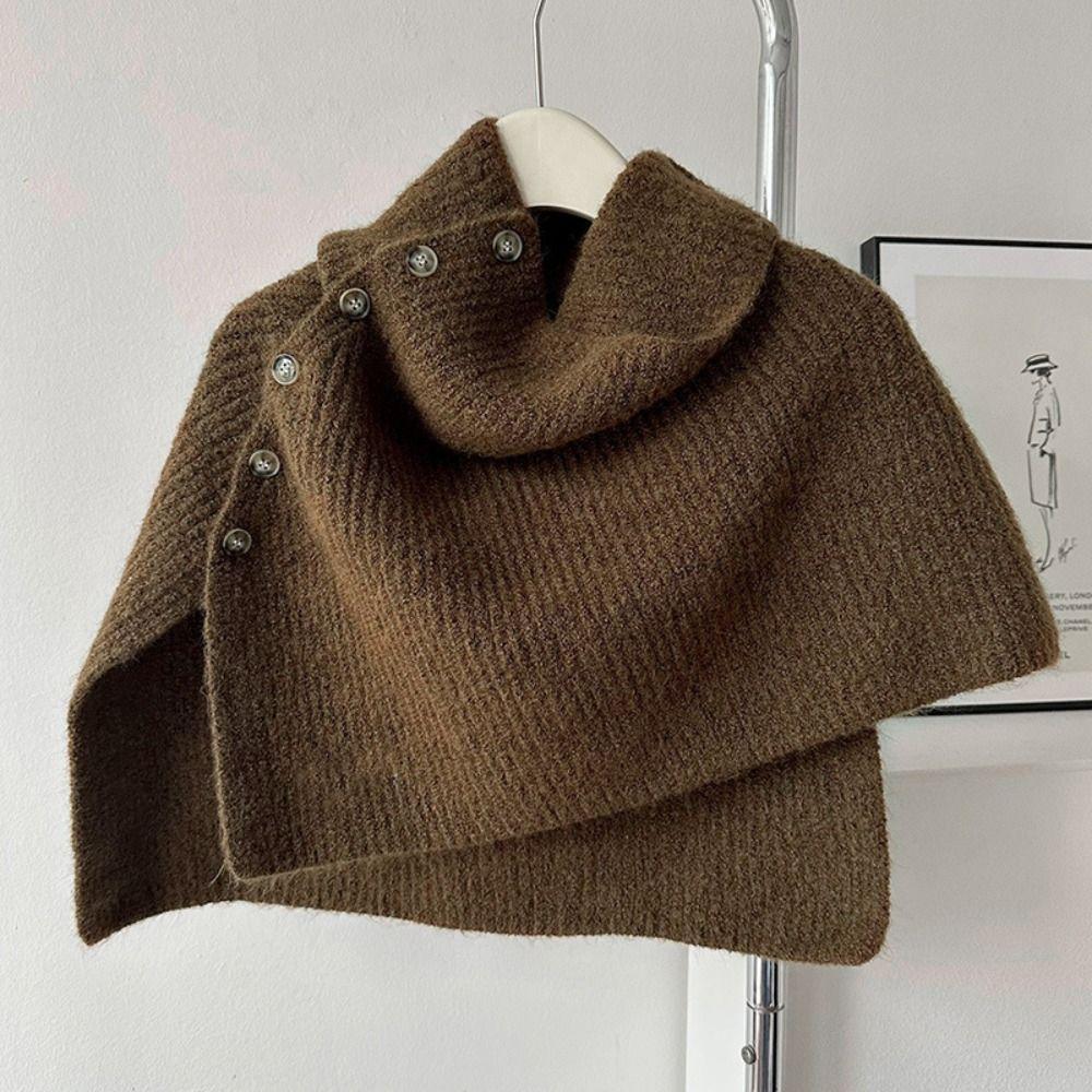Thicken Knitted Shawl Button Scarves Knitwear Korean Style Women Winter Shawl  Women