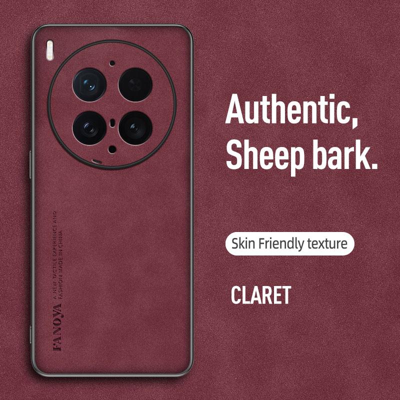 

EUCAGR Case For VIVO X300 Pro X300 Ultra Sheepskin PU Leather Back Protection PC Anti-drop Cover For VIVO X300S Protection Funda VIVO X300 Ultra червоний