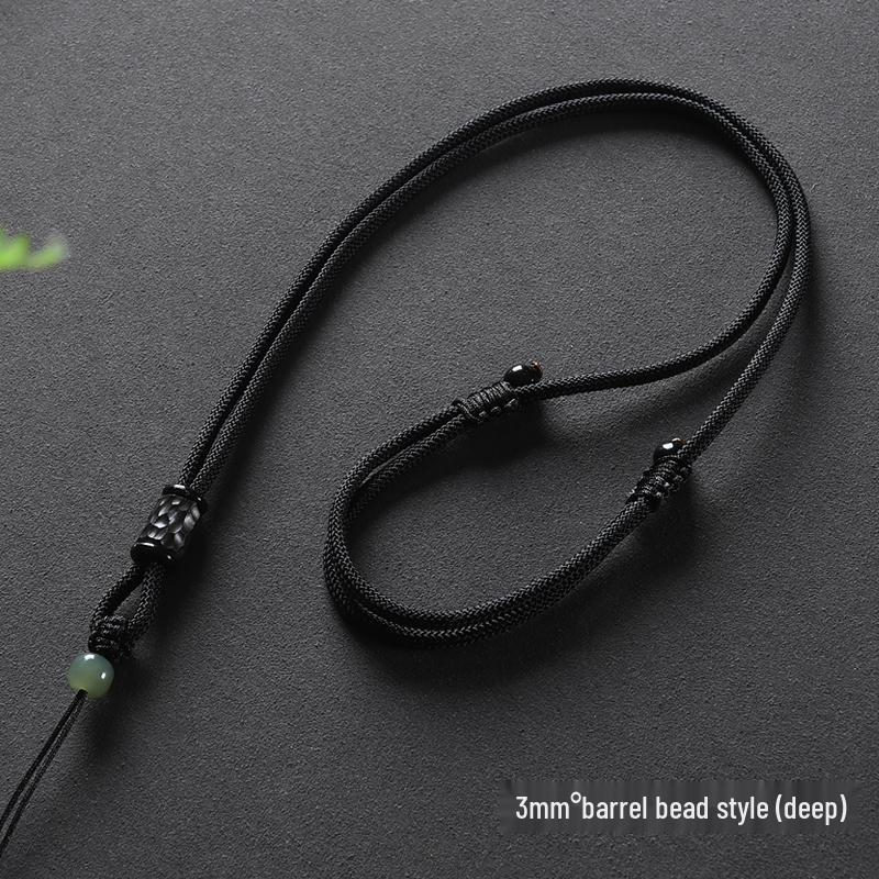 Hand-Woven Black Jadeite Gold Pendant Rope for Men & Women