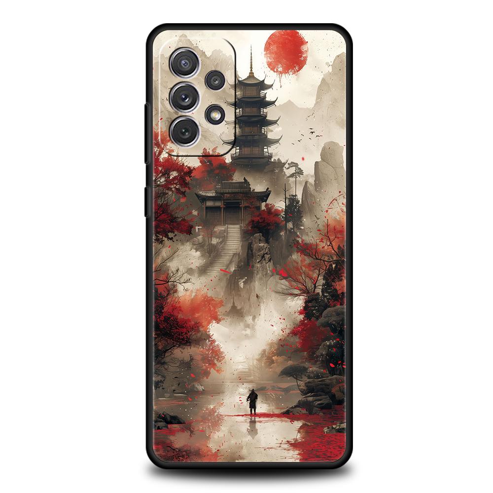 Japanese Anime Landscape Art Phone Case For Samsung A15 A13 A35 A55 A51 A71 A41 A31 A21S A03S A05 A23 A25 A33 A53 A73 5G Cover
