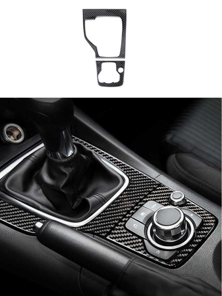 Carbon Fiber Car Center Control Gear Panel Trim Sticker For Mazda 3 Axela 2013-2016 Car Interior Accessories