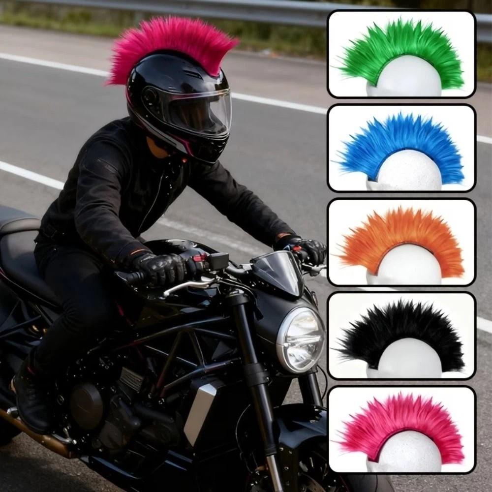 Reusable Mohawk Synthetic Wigs Adhesive Helmet Mohawk Wig Helmet Decorations  Ski Helmet