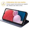 Coque de protection pour samsung galaxy a23 5g - booling - effet cuir bleu marine - anti-choc et anti rayure