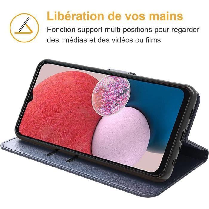 Coque de protection pour samsung galaxy a23 5g - booling - effet cuir bleu marine - anti-choc et anti rayure
