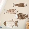 4Pcs/Set Vintage Wooden Fish Wall Decoration School of Fish Lake Beach House Bathroom Coastal Wall Art Nautical Ocean Theme Hanging Ornament