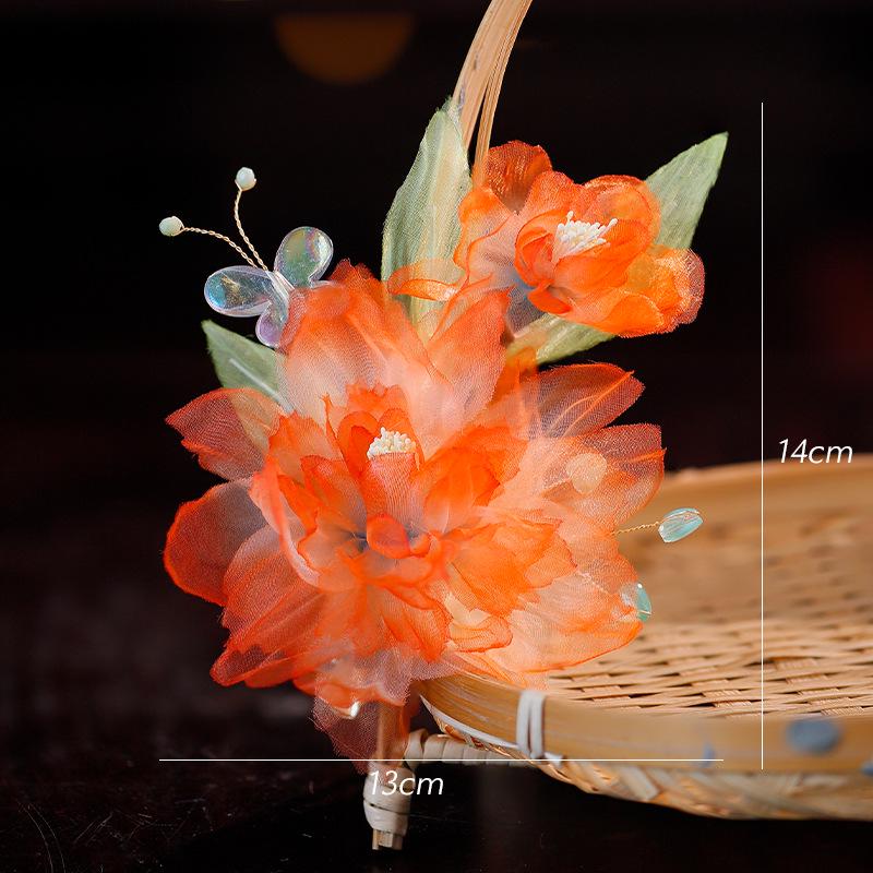 

Шёлковые заколки для волос в стиле древней династии Сун - Оранжевые бабочки