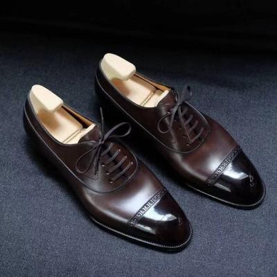 Moda Novos Sapatos Derby Marrons para Homens Preto Negócio Bico Redondo Cadarço Sólido Sapatos Sociais Masculinos Tamanho 38-46