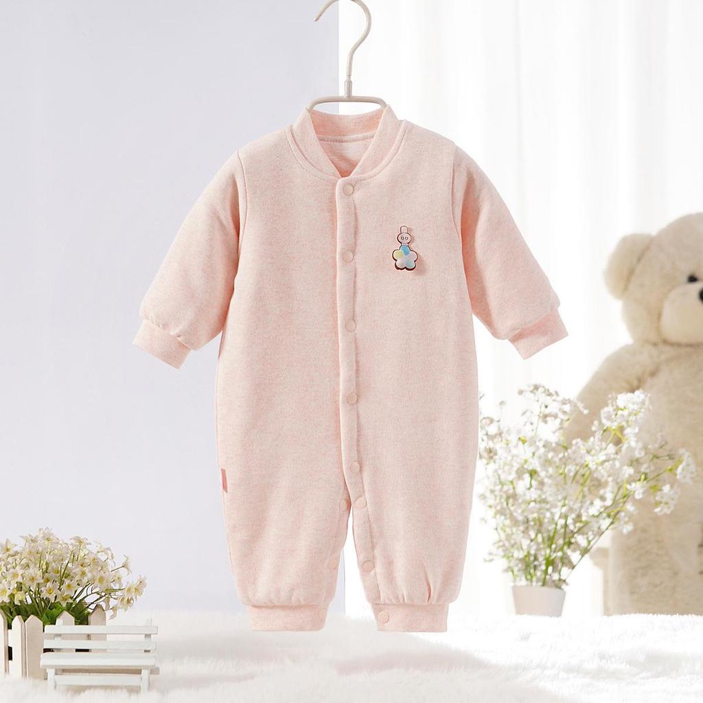 Frühlings- & Herbst-Baby-Baumwoll-Strampler: Gesteppter Samt, Langärmlig, Dünner Einteiler für Neugeborene