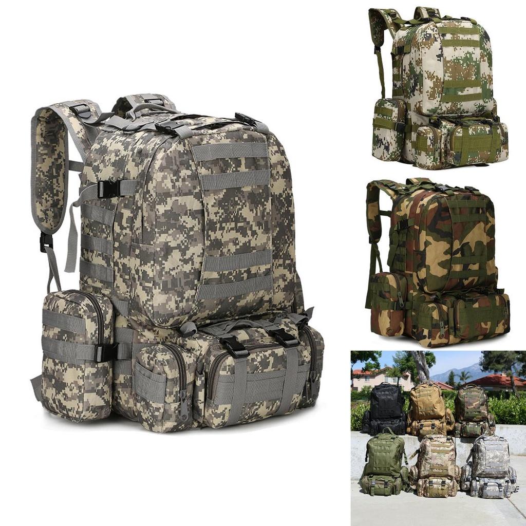 Large Capacity 65l Outdoor Military Tactical Sportbag With Multipockets And Breathable Padding Shoulder Straps