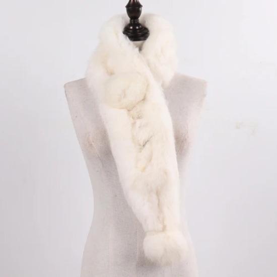 

Новый бренд Женский шарф из натурального кроличьего меха Женский зимний Толстый Теплый Шарф из натурального меха Россия Женский Уличный Меховой шарф 100cm белый