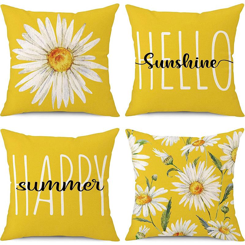 Spring and Summer Pillowcase Bedroom Living Room Sofa Pillowcase Linen Floral Decoration Pillow Cushion