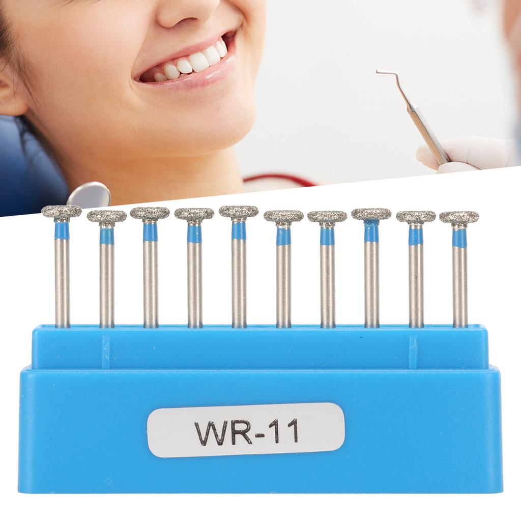 10pcs WR 11 Dental Burrs Set Stainless Steel High Speed Handpiece Polishing Burrs Accessory