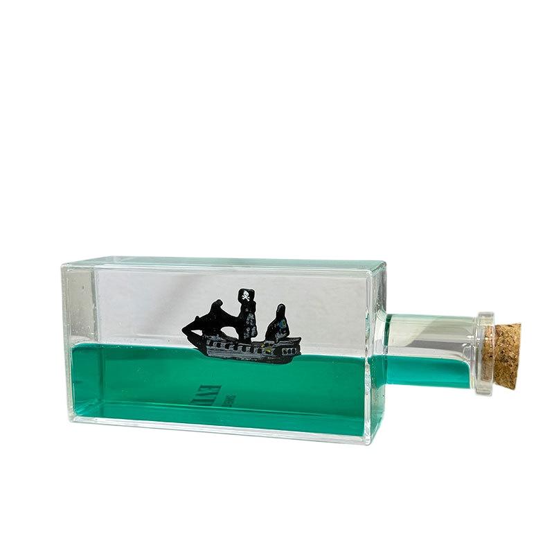 Ghost Ship Black Pearl Cruise Ship Fluid Liquid Drift Bottle Floating Boat Office Desktop Ornament Home Decor Birthday Gifts