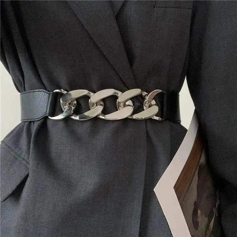 1 Pcs Fashion Chain Belt Elastic Metal Waist Belts For Women Ladies Coat Dress Belt Waistband