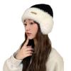 Hat Women'S Big Head Circumference Knitted Wool Hat Winter Warm Thickened Plush Hat Versatile Contrasting Color Ear Protector Cold Hat