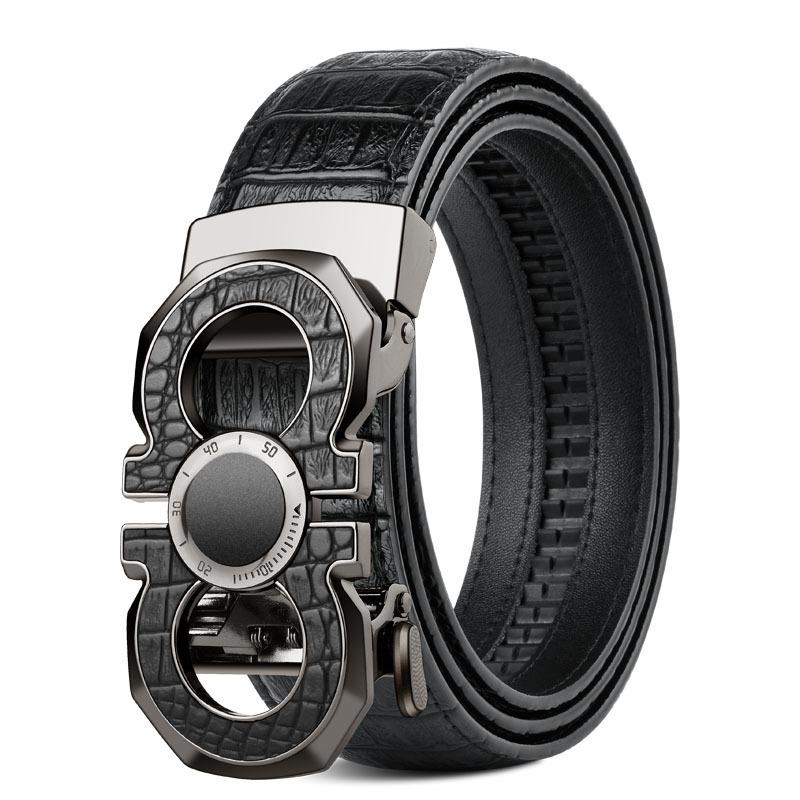 

Men s Sleek Automatic Buckle Belt - Genuine FauxwithTextured Square Pattern, Black, Simple & Stylish DesignforCasual Attire 130cm чорний