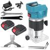 1000W elektrický vyžínač Akumulátorový gravírovací drážkovací ořezávací stroj Router na dřevo s Li-ion baterií pro 18V baterii Modrá