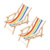 Miniatur Holz Strandstuhl mit Regenbogenfarbdesign Sicher Freundlich Liegestuhl Figur Für 1/12 Puppenhausmöbel