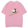 Lustiges Sushi Ski Cartoon Grafik T-Shirt Kreativ Beliebt Mode Ästhetik Druck Oberteile Gothic Hipster Lässig Streetwear Damen