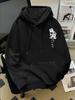 Hoodie with Floral and Letter Minimalist Pattern Print, Fashion Sweatshirt