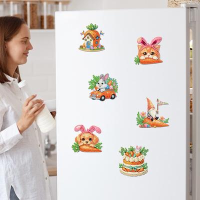 Easter Theme Acrylic Diamond Painting Refrigerator Magnet Crystal Sparkling Diamond Magnets Set for Refrigerator Mailbox Decor