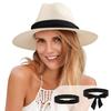Womens Wide Brim Paper Straw Hat Beach Vacation Sun Protection Foldable Panama Style