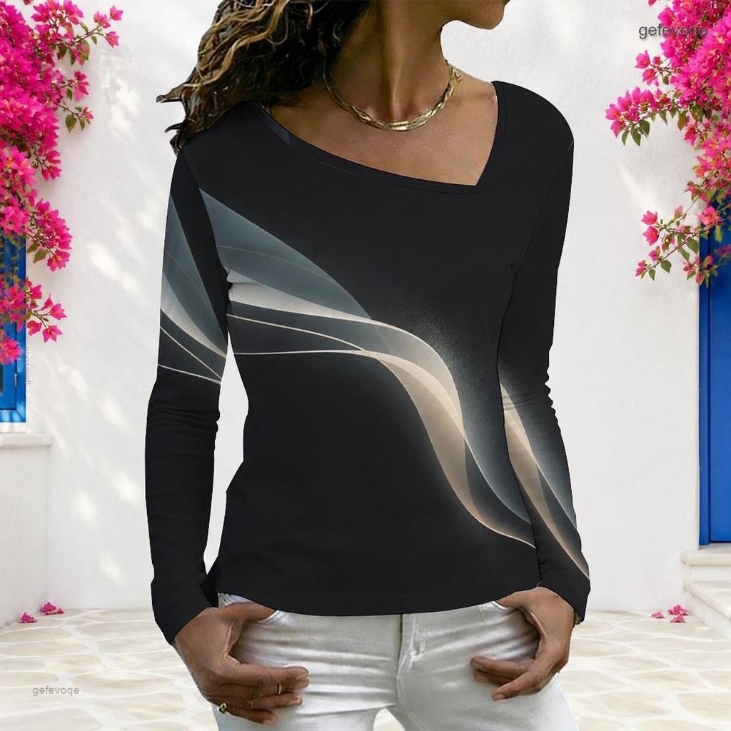 Women Plus Size V Neck Long Sleeve American Flag Printed T Shirt Black Red White