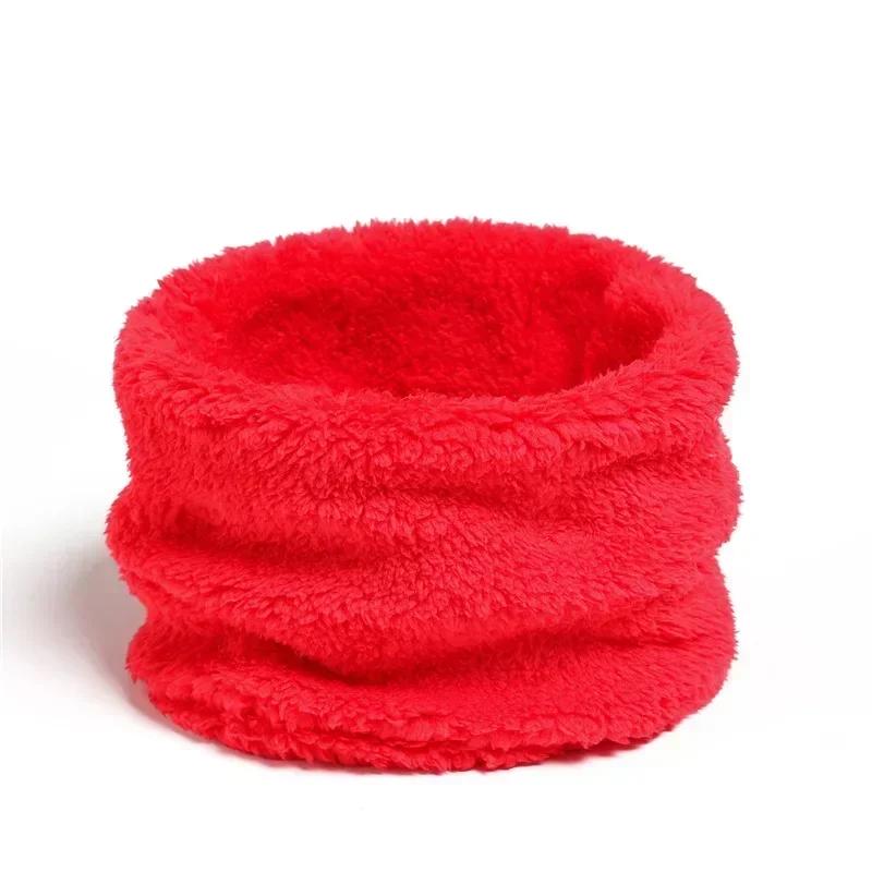 Solid Cashmere Plush Warm Winter Ring Scarf Women Men Knitted Full Face Mask Snood Neck Scarves Thick Muffler 2025 New