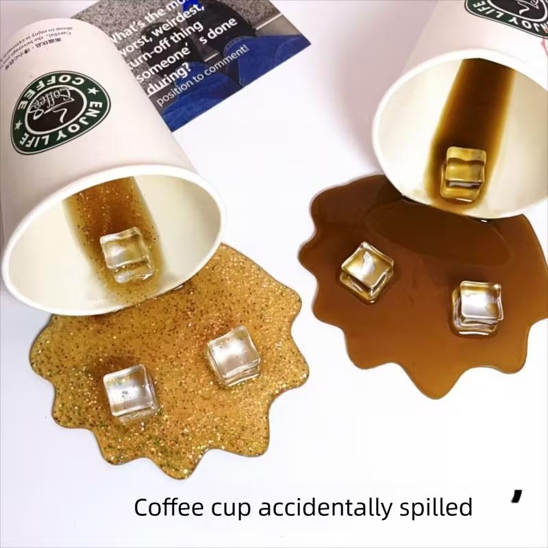 1Pc Overturned Coffee Cup Prank Phone Stand, Plastic Prank Toy, A Must-Have For Lazy People, Home Decoration Ornament.