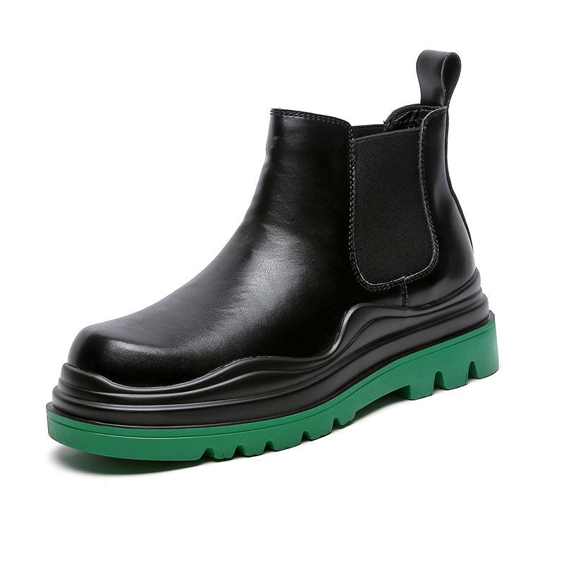 Luxury Brand Platform Men Boots Genuine Leather Chelsea Boots For Men Spring Autumn High Top Chunky Sneakers Male Short Boots