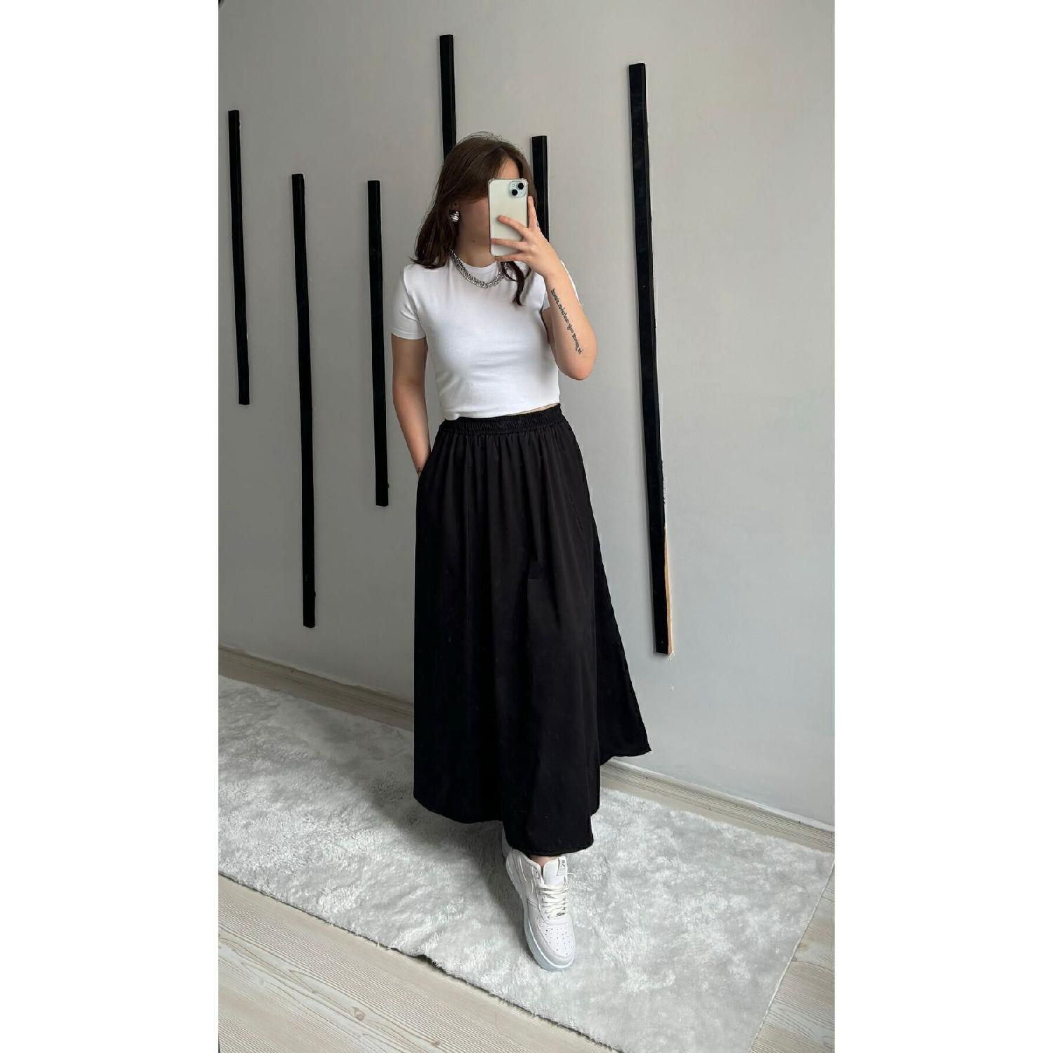 

Poplin Fabric Long Skirt With Fillet Pocket Unlined (90cm) Standart