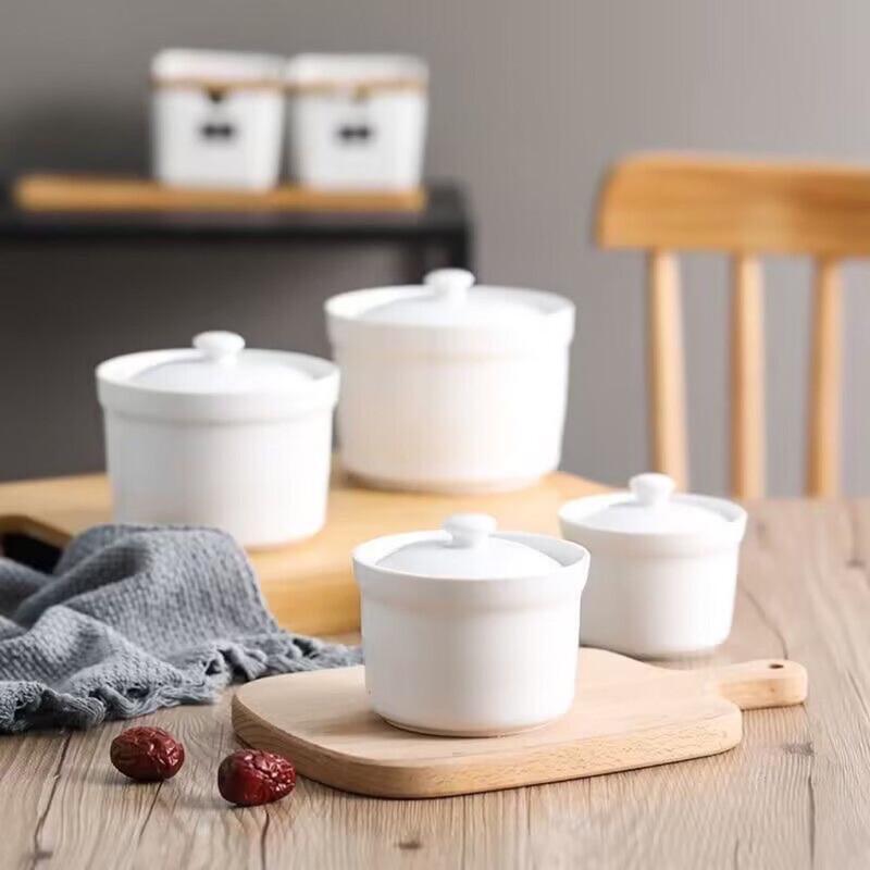 

ZISIZ 4-Inch Ceramic Steaming Egg & Stew Bowls, Set of 3