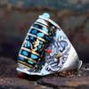 2026 Nine-eye Dzi Bead Ring Tibetan Men's and Women's Kui Niu Dapeng Taotie Pattern Six-character Mantra Retro Index Finger Ring
