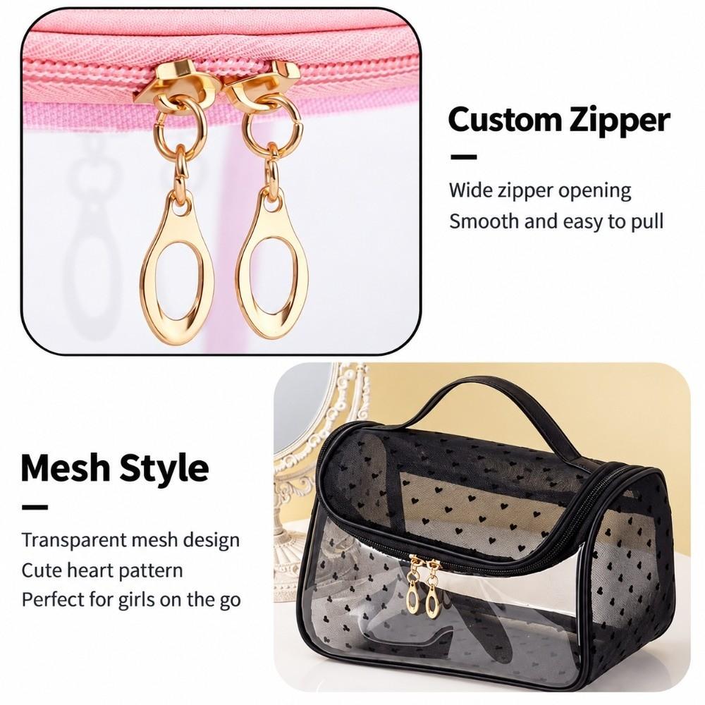 Zippered Travel Cosmetic Bag Transparent PVC Makeup Storage Pouch Daily Storage Pouch Home Use