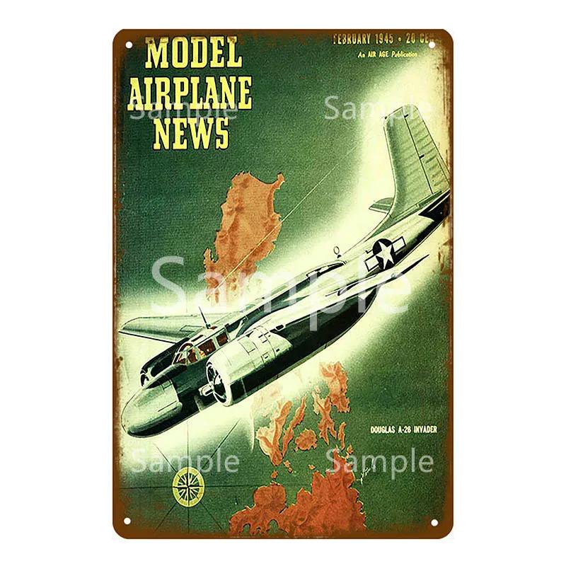 Retro Airplane Metal Signs Fighter Jet Plane Vintage Aircraft Plate Metal Plaque Painting Living Room Home Wall Decoration YL094