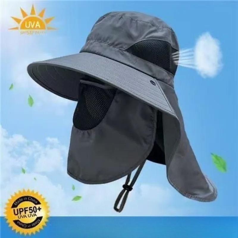Summer Outdoor Fishing Caps Men Wide Brim UV Protective Mask Thin Casual Hats Sports Climbing Sun Hats