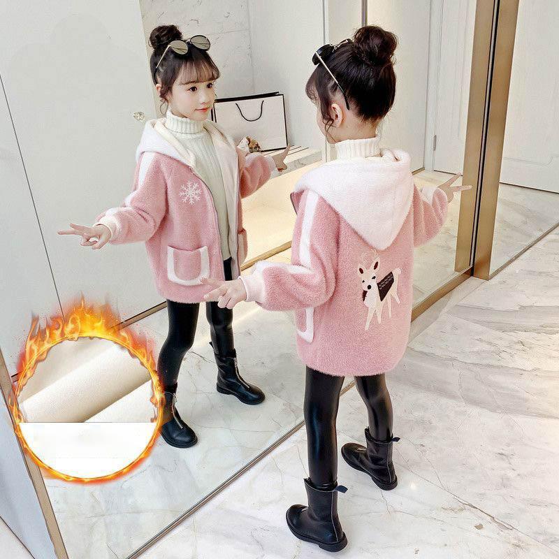 

Девочки Плюшевое и Утепленное Хлопковое Пальто Детская Зимняя Одежда Плюшевое Хлопковое Пальто с Капюшоном для Маленьких Девочек 110 розовый