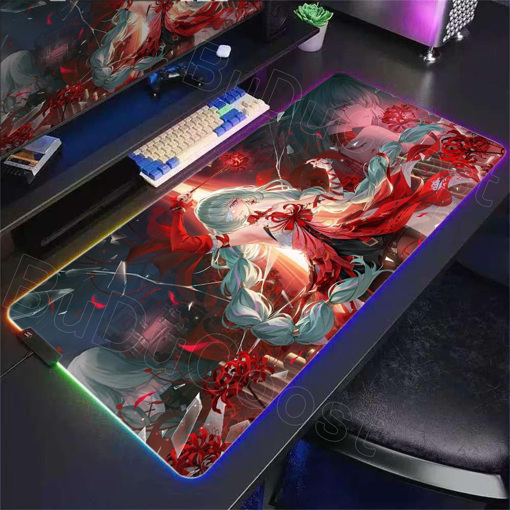 New Red Girl Wuthering Waves Phrolova Mouse Pad Anime Gaming Mouse Pad RGB Desk Mat Natural Rubber Desktop XXL Decorative Carpet