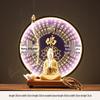 Ceramic Seated Guanyin On Lotus with Light Ring and Anjali Mudra for Home Decor